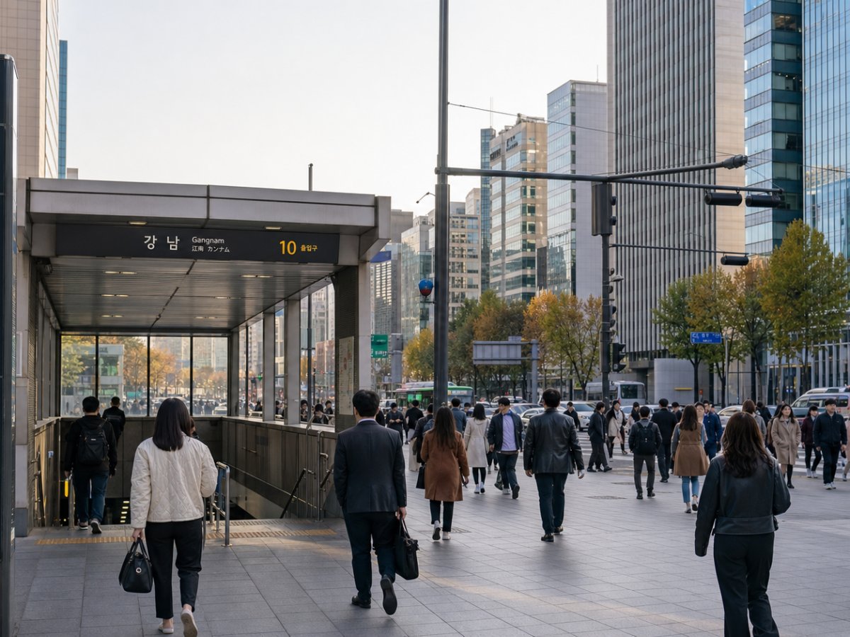 강남역 출구와 거리 풍경
